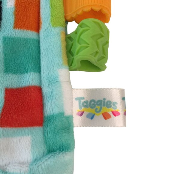 Bright Starts Taggies Teal Squares Lovey 12" Teether Baby Security Blanket - Picture 4 of 7